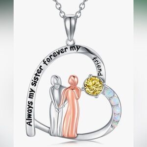 Heartfelt Silver and Gold Sister Pendant Necklace